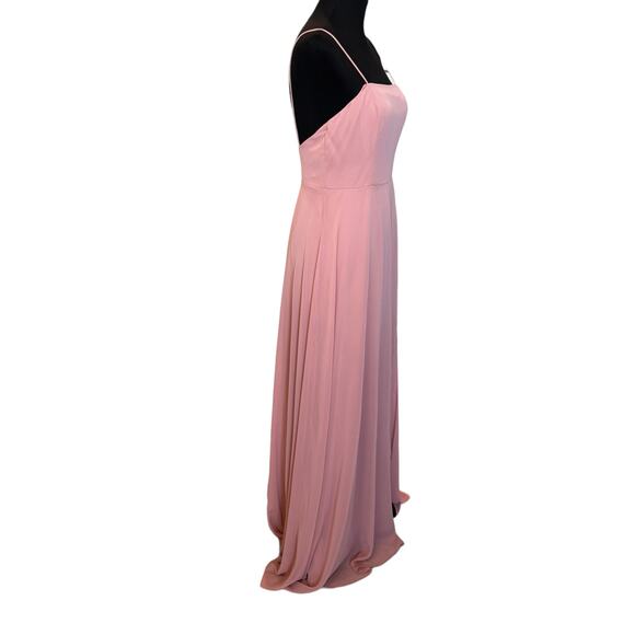 New ~ LOVELY ~ Square Neck Chiffon Maxi Dress With Front Slit Size 6 HOMECOMING - Picture 6 of 8
